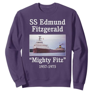 SS Edmund Fitzgerald Mighty Fitz Tribute Sweatshirt Great Lakes Shipwreck Memorial TS02 Purple Print Your Wear