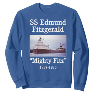 SS Edmund Fitzgerald Mighty Fitz Tribute Sweatshirt Great Lakes Shipwreck Memorial TS02 Royal Blue Print Your Wear