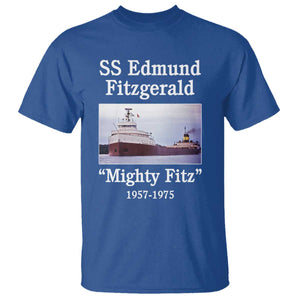 SS Edmund Fitzgerald Mighty Fitz Tribute T Shirt Great Lakes Shipwreck Memorial TS02 Royal Blue Print Your Wear