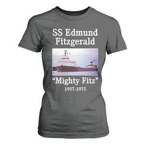 SS Edmund Fitzgerald Mighty Fitz Tribute T Shirt For Women Great Lakes Shipwreck Memorial TS02 Dark Heather Print Your Wear