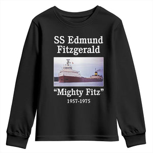 SS Edmund Fitzgerald Mighty Fitz Tribute Youth Sweatshirt Great Lakes Shipwreck Memorial TS02 Black Print Your Wear