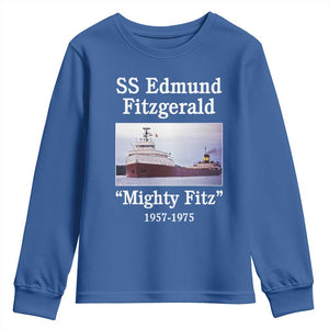SS Edmund Fitzgerald Mighty Fitz Tribute Youth Sweatshirt Great Lakes Shipwreck Memorial TS02 Royal Blue Print Your Wear