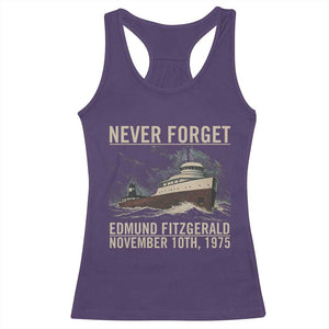 Never Forget Edmund Fitzgerald Tribute Racerback Tank Top November 10 1975 Shipwreck Memorial TS02 Purple Print Your Wear
