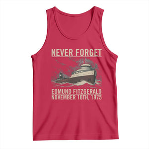 Never Forget Edmund Fitzgerald Tribute Tank Top November 10 1975 Shipwreck Memorial TS02 Red Print Your Wear