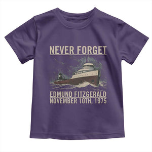 Never Forget Edmund Fitzgerald Tribute Toddler T Shirt November 10 1975 Shipwreck Memorial TS02 Purple Print Your Wear