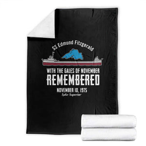 SS Edmund Fitzgerald Gales of November Tribute Throw Blanket Lake Superior Shipwreck Memorial TS02 Black Print Your Wear