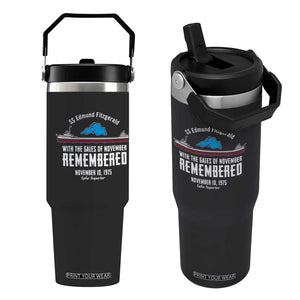 SS Edmund Fitzgerald Gales of November Tribute Flip Straw Tumbler Lake Superior Shipwreck Memorial TS02 One Size: 30 oz Black Print Your Wear