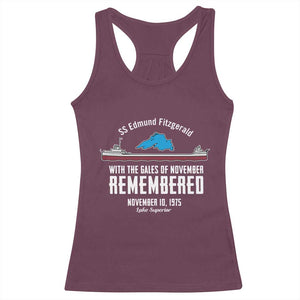 SS Edmund Fitzgerald Gales of November Tribute Racerback Tank Top Lake Superior Shipwreck Memorial TS02 Maroon Print Your Wear