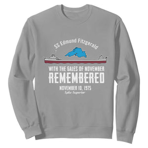 SS Edmund Fitzgerald Gales of November Tribute Sweatshirt Lake Superior Shipwreck Memorial TS02 Sport Gray Print Your Wear