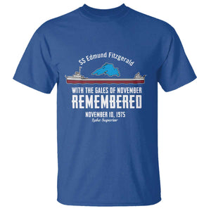 SS Edmund Fitzgerald Gales of November Tribute T Shirt Lake Superior Shipwreck Memorial TS02 Royal Blue Print Your Wear
