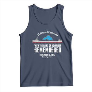 SS Edmund Fitzgerald Gales of November Tribute Tank Top Lake Superior Shipwreck Memorial TS02 Navy Print Your Wear