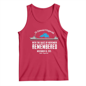 SS Edmund Fitzgerald Gales of November Tribute Tank Top Lake Superior Shipwreck Memorial TS02 Red Print Your Wear