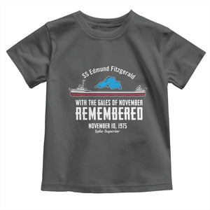 SS Edmund Fitzgerald Gales of November Tribute Toddler T Shirt Lake Superior Shipwreck Memorial TS02 Dark Heather Print Your Wear