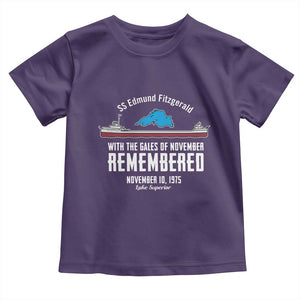 SS Edmund Fitzgerald Gales of November Tribute Toddler T Shirt Lake Superior Shipwreck Memorial TS02 Purple Print Your Wear