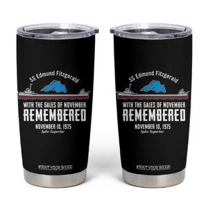 SS Edmund Fitzgerald Gales of November Tribute Tumbler Cup Lake Superior Shipwreck Memorial TS02 Black Print Your Wear