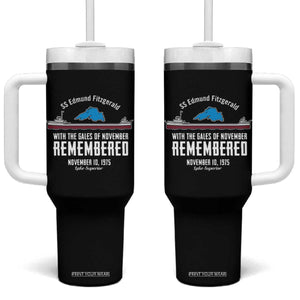 SS Edmund Fitzgerald Gales of November Tribute Tumbler With Handle Lake Superior Shipwreck Memorial TS02 One Size: 40 oz Black Print Your Wear