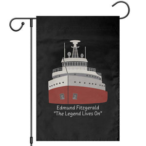 Edmund Fitzgerald Tribute Garden Flag The Legend Lives On Great Lakes Freighter Memorial TS02 Black Print Your Wear