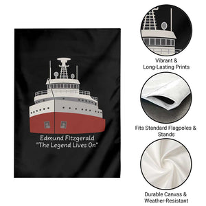 Edmund Fitzgerald Tribute Garden Flag The Legend Lives On Great Lakes Freighter Memorial TS02 Print Your Wear