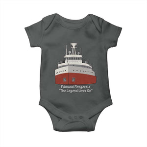 Edmund Fitzgerald Tribute Baby Onesie The Legend Lives On Great Lakes Freighter Memorial TS02 Dark Heather Print Your Wear