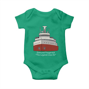 Edmund Fitzgerald Tribute Baby Onesie The Legend Lives On Great Lakes Freighter Memorial TS02 Irish Green Print Your Wear