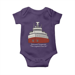 Edmund Fitzgerald Tribute Baby Onesie The Legend Lives On Great Lakes Freighter Memorial TS02 Purple Print Your Wear
