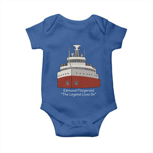 Edmund Fitzgerald Tribute Baby Onesie The Legend Lives On Great Lakes Freighter Memorial TS02 Royal Blue Print Your Wear