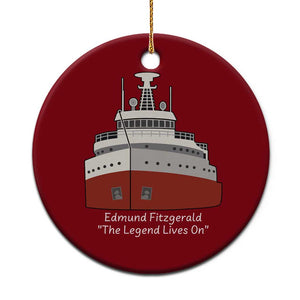 Edmund Fitzgerald Tribute Ceramic Ornament The Legend Lives On Great Lakes Freighter Memorial TS02 1pc Red Print Your Wear