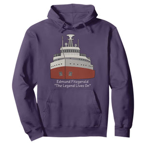 Edmund Fitzgerald Tribute Hoodie The Legend Lives On Great Lakes Freighter Memorial TS02 Purple Print Your Wear