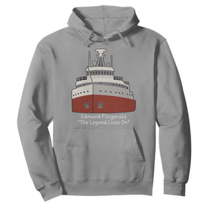 Edmund Fitzgerald Tribute Hoodie The Legend Lives On Great Lakes Freighter Memorial TS02 Sport Gray Print Your Wear