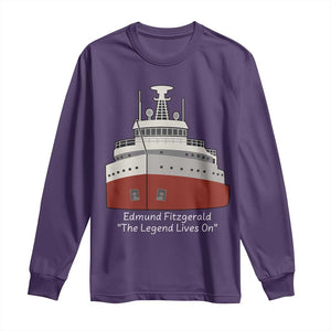 Edmund Fitzgerald Tribute Long Sleeve Shirt The Legend Lives On Great Lakes Freighter Memorial TS02 Purple Print Your Wear