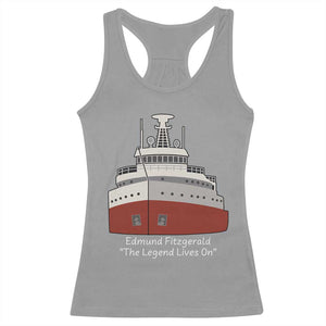 Edmund Fitzgerald Tribute Racerback Tank Top The Legend Lives On Great Lakes Freighter Memorial TS02 Sport Gray Print Your Wear