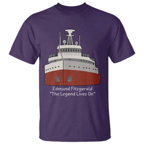 Edmund Fitzgerald Tribute T Shirt The Legend Lives On Great Lakes Freighter Memorial TS02 Purple Print Your Wear