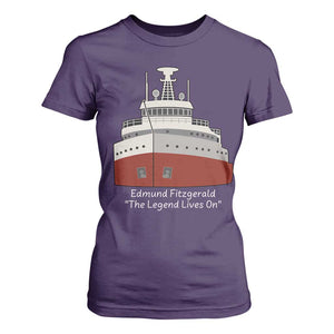 Edmund Fitzgerald Tribute T Shirt For Women The Legend Lives On Great Lakes Freighter Memorial TS02 Purple Print Your Wear