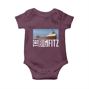 The Big Fitz Tribute Baby Onesie SS Edmund Fitzgerald Freighter Design for Great Lakes History TS02 Maroon Print Your Wear