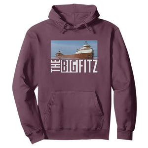 The Big Fitz Tribute Hoodie SS Edmund Fitzgerald Freighter Design for Great Lakes History TS02 Maroon Print Your Wear