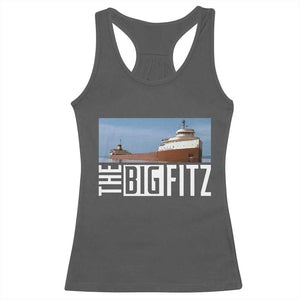 The Big Fitz Tribute Racerback Tank Top SS Edmund Fitzgerald Freighter Design for Great Lakes History TS02 Dark Heather Print Your Wear