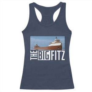 The Big Fitz Tribute Racerback Tank Top SS Edmund Fitzgerald Freighter Design for Great Lakes History TS02 Navy Print Your Wear