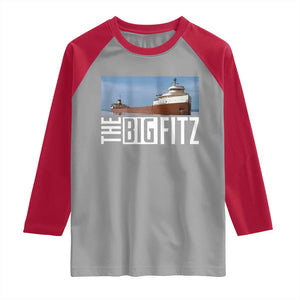 The Big Fitz Tribute Raglan Shirt SS Edmund Fitzgerald Freighter Design for Great Lakes History TS02 Sport Gray Red Print Your Wear