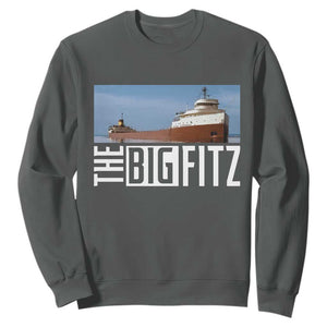 The Big Fitz Tribute Sweatshirt SS Edmund Fitzgerald Freighter Design for Great Lakes History TS02 Dark Heather Print Your Wear