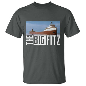 The Big Fitz Tribute T Shirt SS Edmund Fitzgerald Freighter Design for Great Lakes History TS02 Dark Heather Print Your Wear