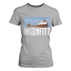 The Big Fitz Tribute T Shirt For Women SS Edmund Fitzgerald Freighter Design for Great Lakes History TS02 Sport Gray Print Your Wear
