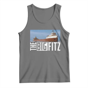 The Big Fitz Tribute Tank Top SS Edmund Fitzgerald Freighter Design for Great Lakes History TS02 Black Heather Print Your Wear