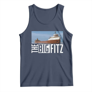 The Big Fitz Tribute Tank Top SS Edmund Fitzgerald Freighter Design for Great Lakes History TS02 Navy Print Your Wear