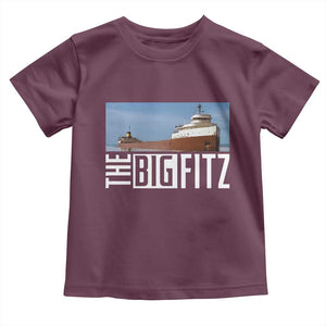 The Big Fitz Tribute Toddler T Shirt SS Edmund Fitzgerald Freighter Design for Great Lakes History TS02 Maroon Print Your Wear