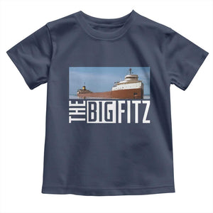 The Big Fitz Tribute Toddler T Shirt SS Edmund Fitzgerald Freighter Design for Great Lakes History TS02 Navy Print Your Wear