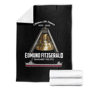 Edmund Fitzgerald 50th Anniversary Tribute Throw Blanket Chimes 29 Times 1975 2025 Memorial TS02 Black Print Your Wear