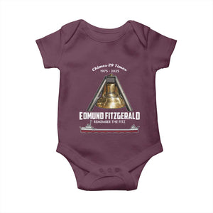 Edmund Fitzgerald 50th Anniversary Tribute Baby Onesie Chimes 29 Times 1975 2025 Memorial TS02 Maroon Print Your Wear