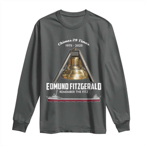Edmund Fitzgerald 50th Anniversary Tribute Long Sleeve Shirt Chimes 29 Times 1975 2025 Memorial TS02 Dark Heather Print Your Wear