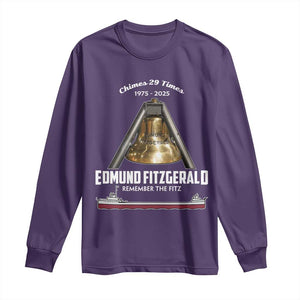 Edmund Fitzgerald 50th Anniversary Tribute Long Sleeve Shirt Chimes 29 Times 1975 2025 Memorial TS02 Purple Print Your Wear