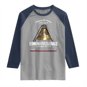 Edmund Fitzgerald 50th Anniversary Tribute Raglan Shirt Chimes 29 Times 1975 2025 Memorial TS02 Sport Gray Navy Print Your Wear